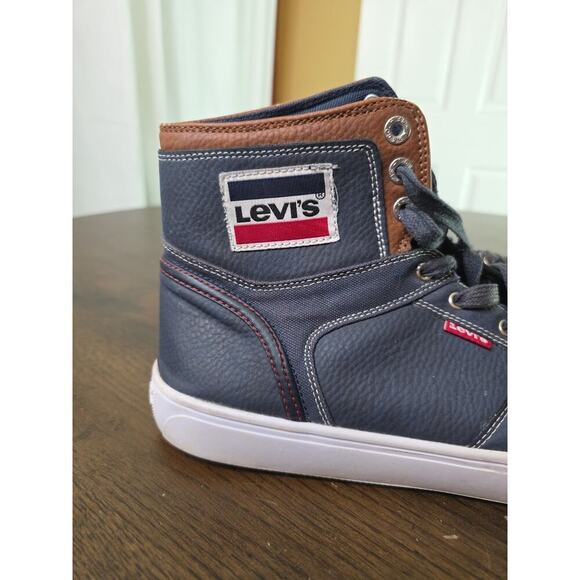 Levi's Shoes Mens Size 11 High Top Blue Casual Sneakers Leather Patch - Picture 4 of 16
